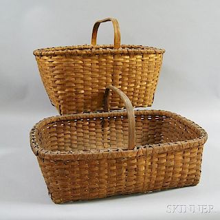 Two Rectangular Woven Split Baskets