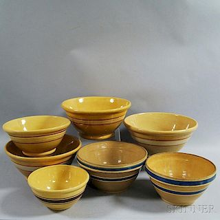 Seven Yellowware Mixing Bowls