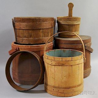 Six Wooden Domestic Items