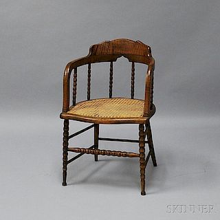 Caned Tiger Maple Armchair