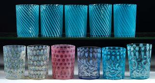 VICTORIAN OPALESCENT TUMBLERS, LOT OF 11