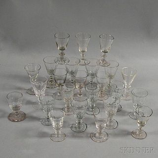 Twenty-four Molded Colorless Glass Cordials