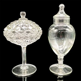 2pc Fostoria Compote with Lid and Apothecary Jar