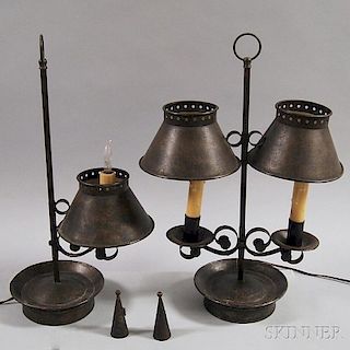 Two Tin Student Lamps
