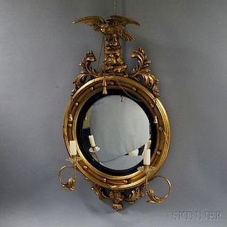 Classical-style Gilt and Carved Girandole Mirror