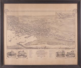 "Bird's Eye View of the Town of Nantucket" Print, circa 1881