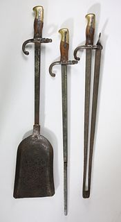 Set of Three French Bayonet Steel Fireplace Tools