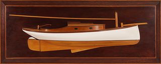 Mark Sutherland Handcrafted Half-Model of a Fantail Stern Catboat, circa 2022