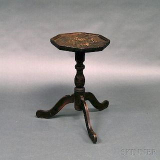 Queen Anne Black-painted Octagonal-top Candlestand