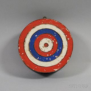Red-, White-, and Blue-painted Bull's-eye Dart Board