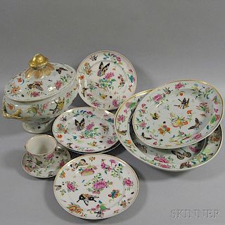 Nine Pieces of Rose Canton Porcelain