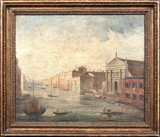  VIEW OF A VENETIAN CANAL OIL PAINTING