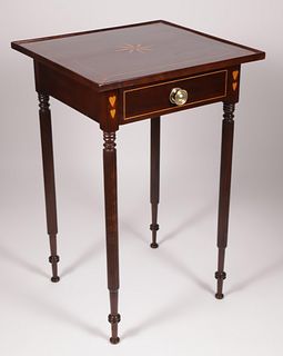 American One Drawer Inlaid Stand, 19th Century