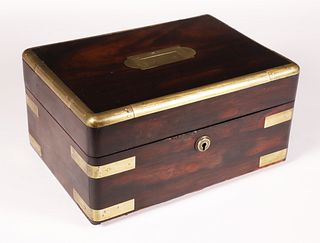 English Lady's Brass Bound Dressing Box, 19th Century