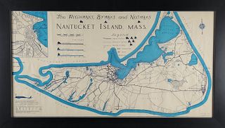 Scarce 1945 Highways, By-Ways and Not-Ways Map of Nantucket Island