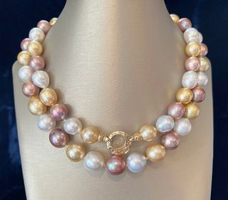 14kt Gold South Sea Pearl and Pink Fresh Water Pearl Necklace