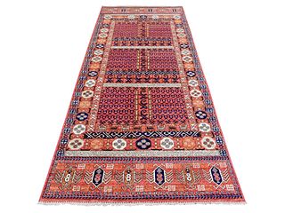 Natural Dyed Hand Knotted Soft Wool Afghan Ersari Oriental Runner Rug