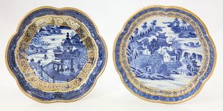 Two Canton Clobbered Teapot Underplates, 19th Century