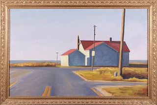 Joan Albaugh Oil on Panel "House at the End of Surfside Road"