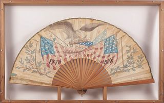 Centennial Patriotic American Paper Hand Fan in Acrylic Case