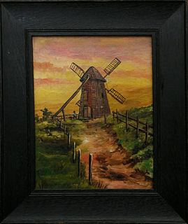 James Walter Folger Oil on Canvas "The Old Mill - Nantucket", circa 1887