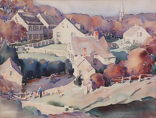 Edgar W. Jenney Scarce Watercolor on Paper "Chicken Hill, Nantucket"