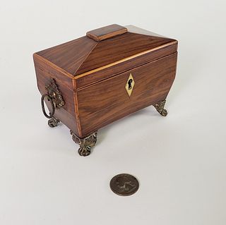 Fine Antique British Regency Miniature Double Compartment Tea Caddy, 19th Century