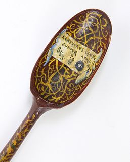 1894 Chase Nantucket Supper Paint Decorated Wooden Souvenir Spoon Dated 1894