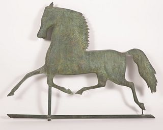 Black Hawk Running Horse Molded Copper Weathervane, late 19th Century