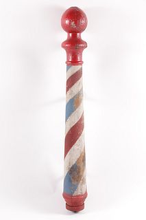 Folk Art Painted Wood Barber Pole, 19th Century
