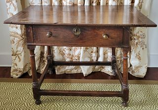 George III Provincial Oak One Drawer Side Table, 18th Century