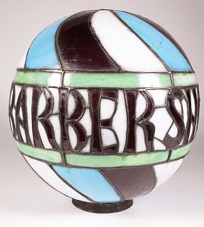 Koken Barber Shop Leaded Glass Globe, circa 1920s