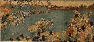 UTAGAWA KUNISADA (1786 - 1865).  JAPANESE UKIYO-E WOODBLOCK TRIPTYCH