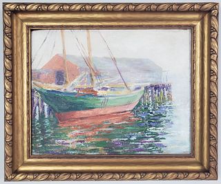 Henrietta Dunn Mears Oil on Artist's Board, "Marina Dock"