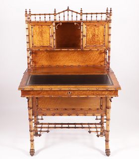 Fancy Bamboo and Bird's Eye Maple Desk, 19th Century