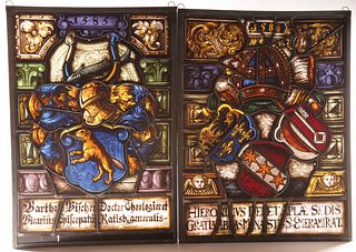 Two 19th Century German Munich Stained and Leaded Glass Panels