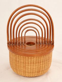 Nest of Seven Nancy J. Kabilus Miniature Round Nantucket Baskets