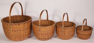Nest of Four Rowland Folger Nantucket Baskets, 19th Century
