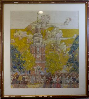 PHILLIP BROWN PARSONS (1895 -1977), VICTORY PARADE, PASTEL PAINTING