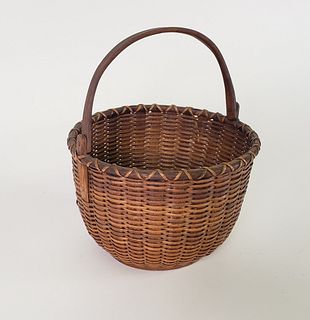 Rowland Folger Nantucket Swing Handle Basket, 19th Century