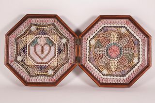 Decorative Double Sailor's Valentine in Hinged Octagonal Case