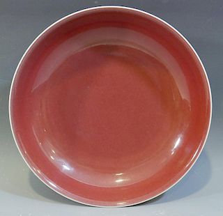 IMPERIAL CHINESE ANTIQUE COPPER RED DISH - YONGZHENG MARK AND PERIOD