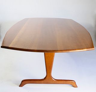 Signed Stephen Swift Cherry Oval Trestle Dining Table, circa 1989