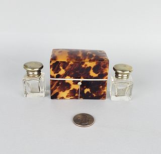 British Regency Antique Tortoiseshell Perfume Caddy Box, 19th century