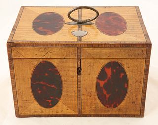 British Regency Satinwood Double Compartment Tea Caddy, 18th Century