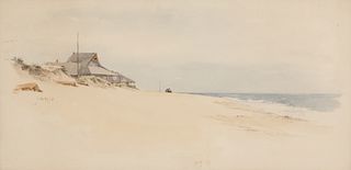 Jane Brewster Reid Watercolor on Paper "Homestead at Wauwinet, Nantucket"