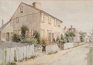 Jane Brewster Reid (1862-1966) Nantucket Street Scene Watercolor Painting