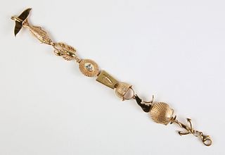 Vintage Golden Basket Glenaan Elliot 14K Gold Nantucket Charm Bracelet