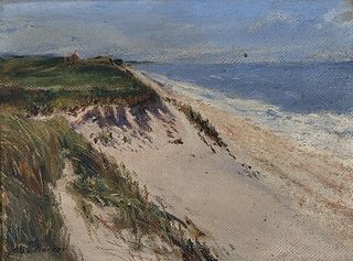 James Francis Barker Oil on Artist's Board, "Madaket Dunes", Nantucket