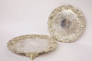 Two Matched 19th C. Scottish Sterling Silver Salvers, circa 1839